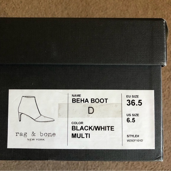 Rag & Bone Beha Boot Snake Print Black White Size 6.5 - Picture 11 of 15